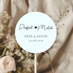 Perfect Match! Blue, Elegant, Simpel  Classic Round Sticker