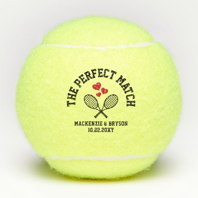 Perfect Match Bridal Shower Bachelorette Favour Tennis Balls (Front)