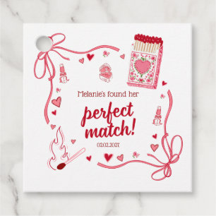 Perfect Match Coquette Bridal Shower Personalized Favour Tags