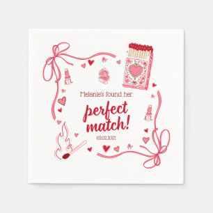 Perfect Match Coquette Bridal Shower Personalized Napkin