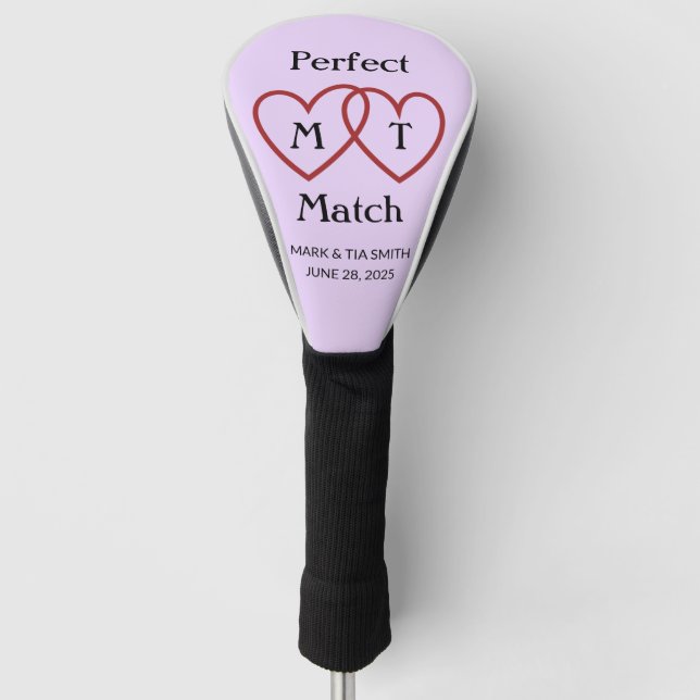 Perfect Match Couple Monogram Golf Head Cover (Front)