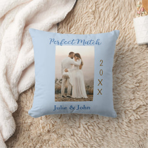 perfect match couple photo year name blue trendy m cushion
