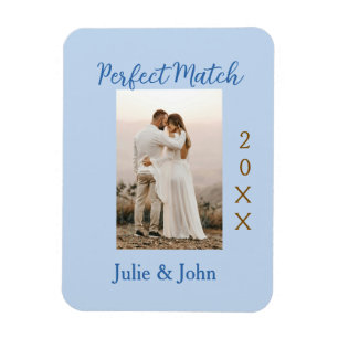 perfect match couple photo year name blue trendy m magnet