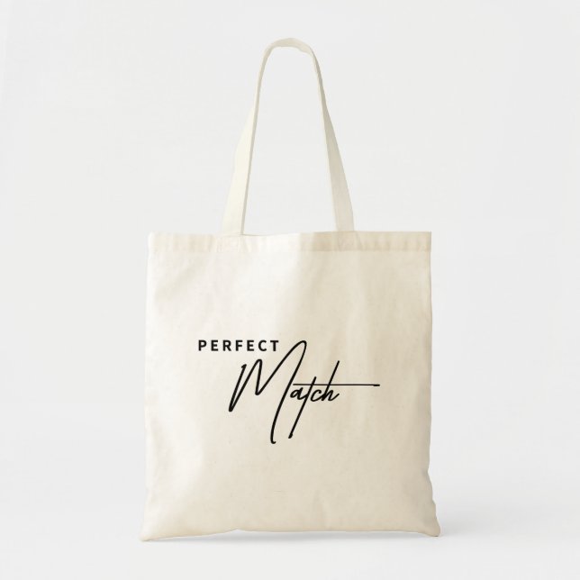 Perfect Match – Cute Aesthetic Romantic Tote Bag (Front)