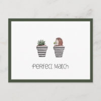 Perfect Match | Cute Hedgehog & Cactus Love