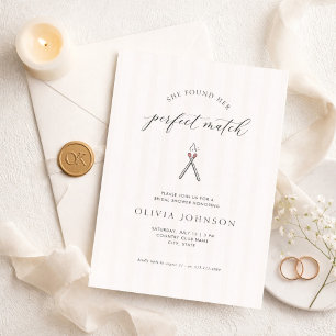 Perfect Match Elegant Modern Stripe Bridal Shower Invitation