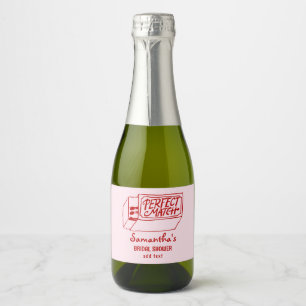 Perfect Match Hand Drawn Coquette Bridal Shower Sparkling Wine Label