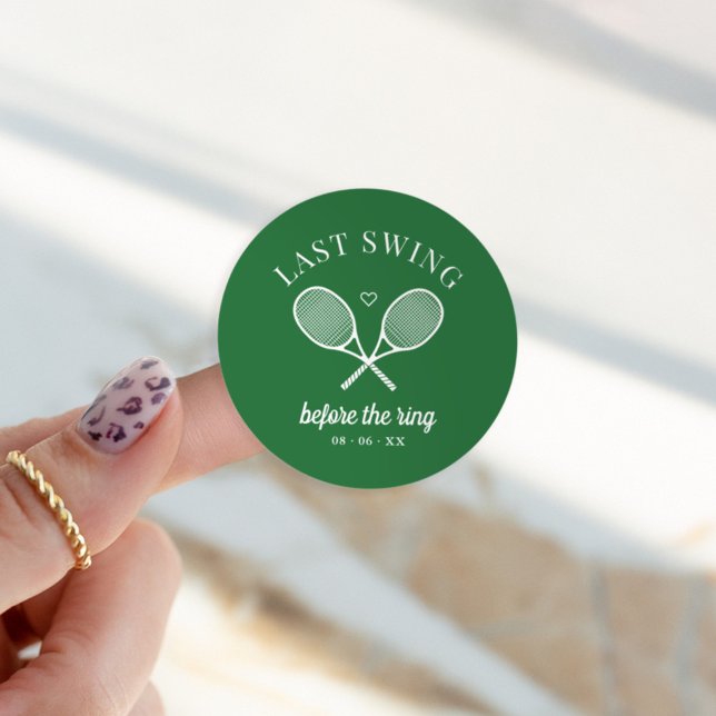 Perfect Match Last Swing Tennis Bachelorette Classic Round Sticker (Creator Uploaded)