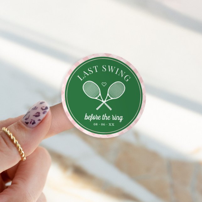 Perfect Match Last Swing Tennis Bachelorette Classic Round Sticker (Creator Uploaded)
