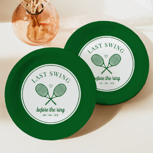 Perfect Match Last Swing Tennis Bachelorette Paper Plate