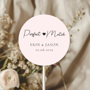 Perfect Match! Light-Pink, Elegant, Simpel Classic Round Sticker