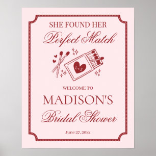 Perfect Match Made in Heaven Bridal Shower Welcome Poster