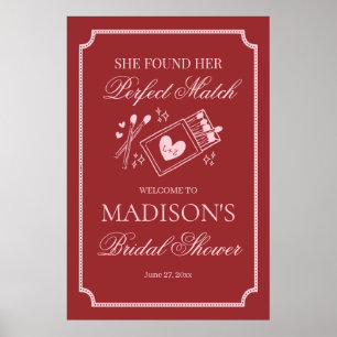 Perfect Match Made in Heaven Bridal Shower Welcome Poster