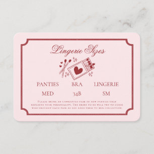 Perfect Match Made in Heaven Pink Lingerie Sizes Enclosure Card
