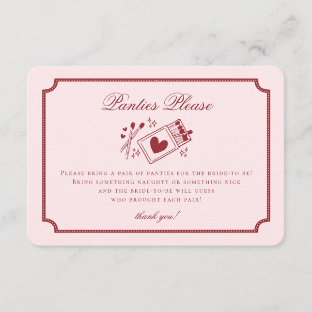 Perfect Match Made in Heaven Pink Panties Please Enclosure Card (Front)