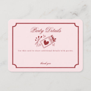Perfect Match Made in Heaven Pink Party Details Enclosure Card