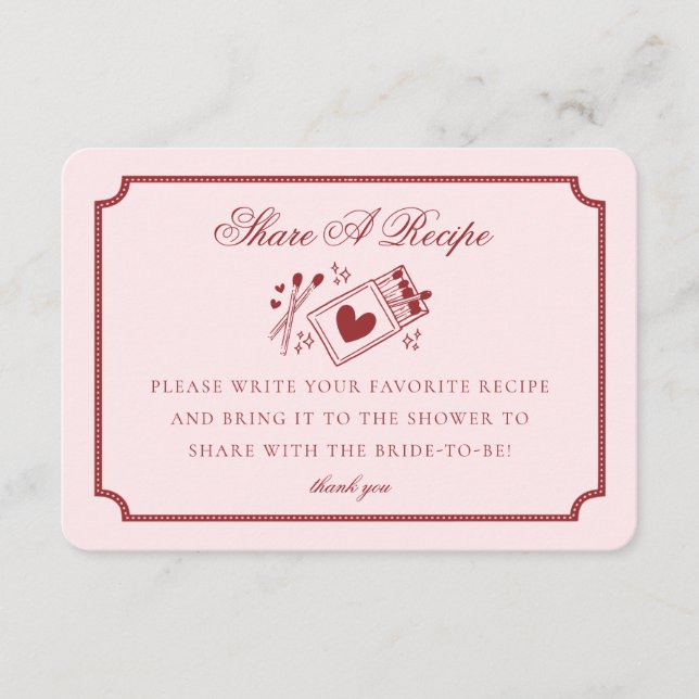 Perfect Match Made in Heaven Pink Share a Recipe Enclosure Card (Front)