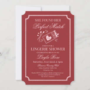 Perfect Match Made in Heaven Red Lingerie Shower Invitation