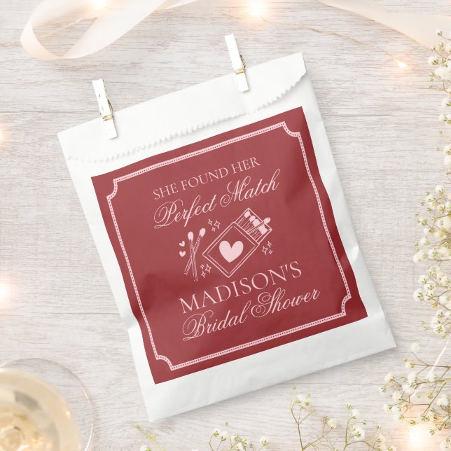 Perfect Match Matchbox Bridal Shower Dessert Favour Bags (Clipped)