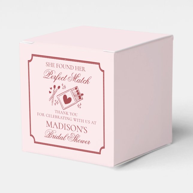 Perfect Match Matchbox Bridal Shower Dessert Favour Box (Front Side)