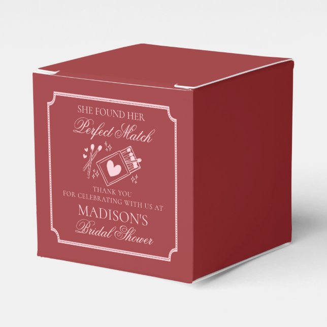 Perfect Match Matchbox Bridal Shower Dessert Favour Box (Front Side)