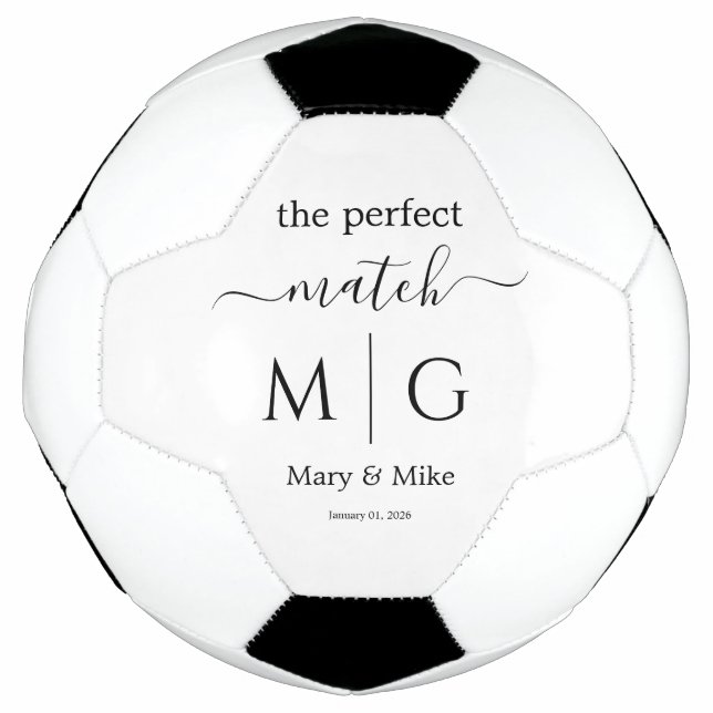 Perfect Match Monogrammed Couple Name White Football (Front)