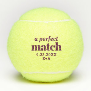 Perfect Match Personalised Burgundy Wedding  Tennis Balls