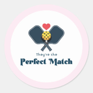 Perfect Match Preppy Pickleball Favour Classic Round Sticker