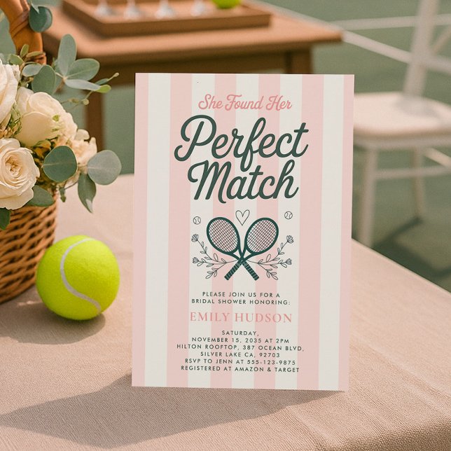 Perfect Match Social Club Tennis Bridal Shower Invitation (Creator Uploaded)