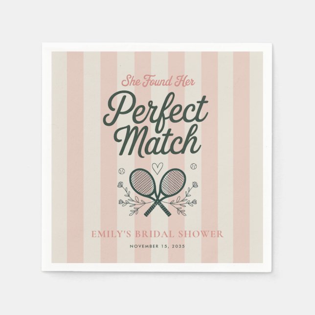Perfect Match Social Club Tennis Bridal Shower Napkin (Front)
