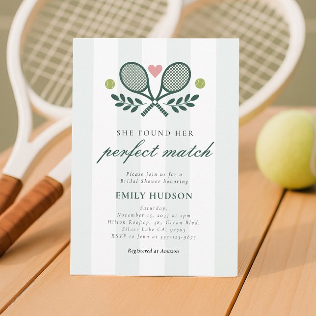 Perfect Match Tennis Bridal Shower Invitation (Creator Uploaded)