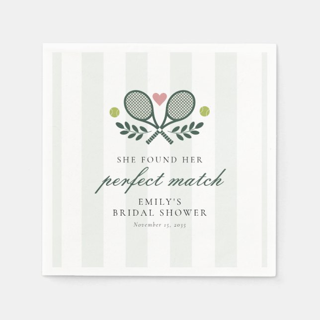 Perfect Match Tennis Bridal Shower Napkin (Front)