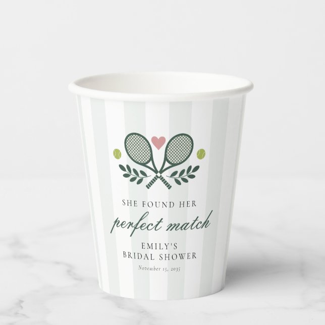 Perfect Match Tennis Bridal Shower Paper Cups (Front)