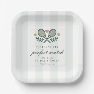 Perfect Match Tennis Bridal Shower Paper Plate