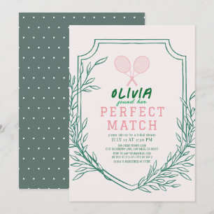 Perfect Match Tennis Retro Pink Bridal Shower Invitation