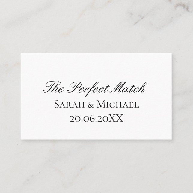 Perfect Match Wedding Matchbox–PersonalizedEdition Business Card (Front)