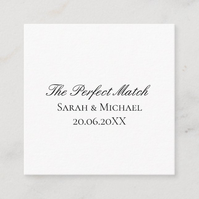 Perfect Match Wedding Matchbox–PersonalizedEdition Enclosure Card (Front)