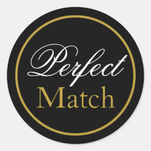 "Perfect Match" Wedding Sticker - Black Gold