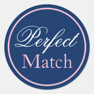 "Perfect Match" Wedding Sticker Blush Pink/Navy