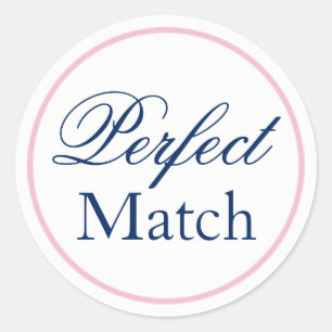 "Perfect Match" Wedding Sticker Blush Pink/Navy