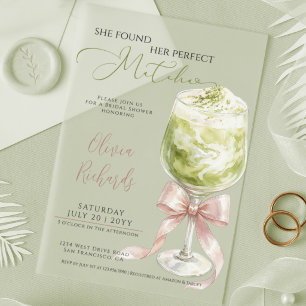 Perfect Matcha Bridal Shower Acrylic Invitations