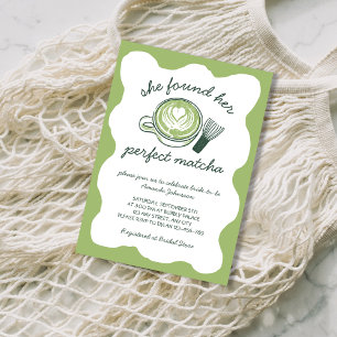 Perfect Matcha Green Tea Hand Drawn Bridal Shower Invitation