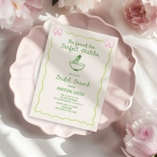 Perfect Matcha Hand Drawn Bridal Brunch Invitation