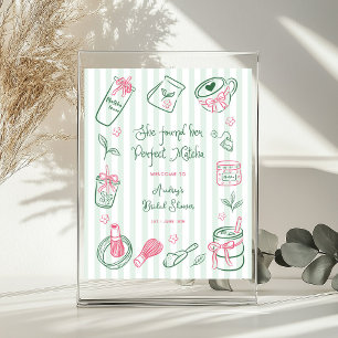 Perfect Matcha Stripes Bridal Shower Welcome Sign