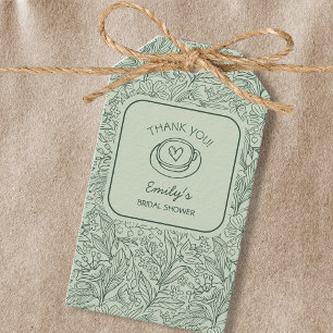 Perfect Matcha Tea Floral Green Bridal Shower Gift Tags