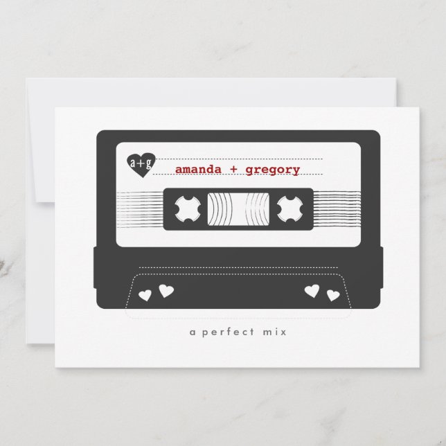 Perfect Mix - Mix Tape Save the Date Card (Front)
