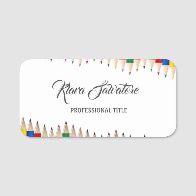 Perfect Modern Beautiful Colourful Pencil Name Tag (Front)