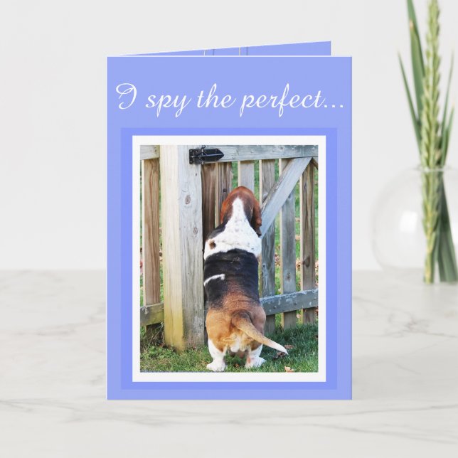 "Perfect Mum" Mother's Day Card w/Basset & Hearts (Front)
