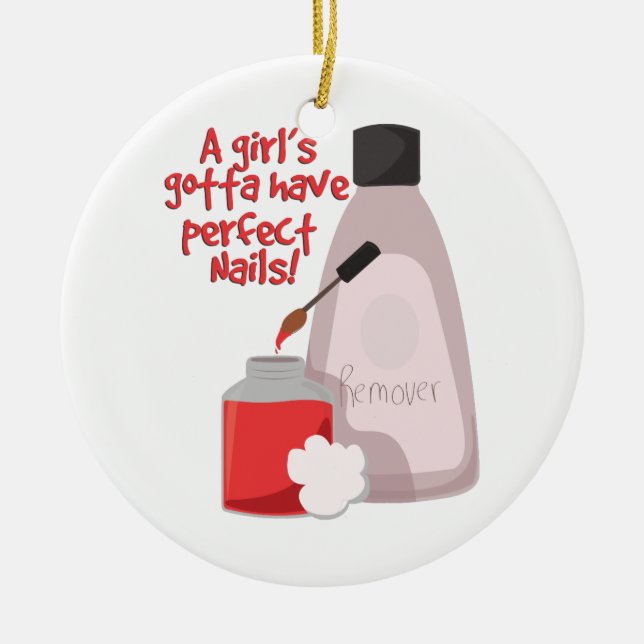 Perfect Nails! Ceramic Tree Decoration (Front)