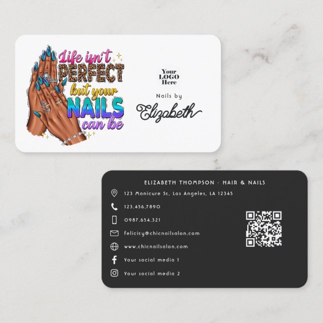 Perfect Nails Slogan Nail Salon  Business Card (Front/Back)